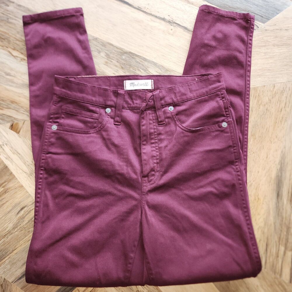 Madewell Burgundy Stretchy 10" High Rise Skinny Jeans Sz 27